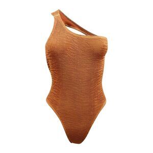 Cleonie Women's Sculpture Textured One Piece Swimsuit (OS, Espresso)